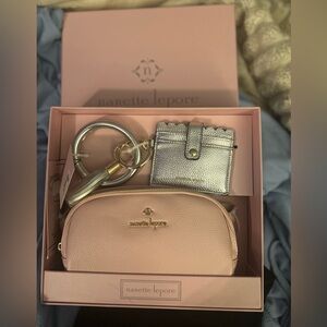 Nanette Lepore Pink Belt Bag and Silver Key & Card Holder Set